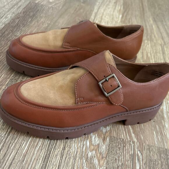 Seychelles Brown Leather Catch Me Lug Sole Platform Chunky Buckle Loafers 9.5 - Picture 2 of 11
